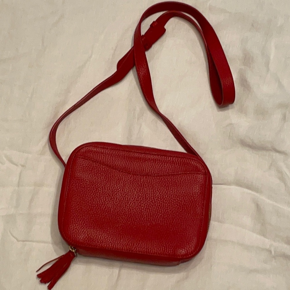 Cuyana Red Mini Tasseled Crossbody Purse